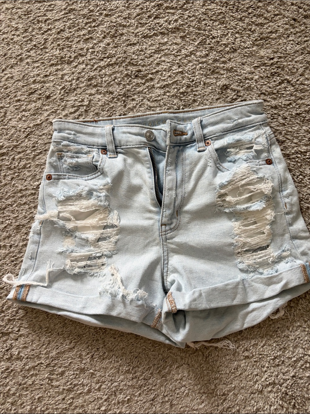 American Eagle Outfitters Light Wash Distressed Denim Shorts